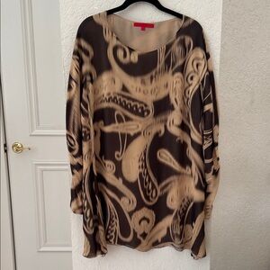 SHAMASK CHIC Patterned BLOUSE in Brown and Tan